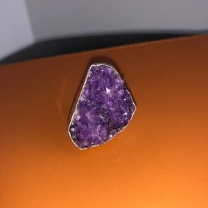 Amethyst Crystal Sterling Silver Ring